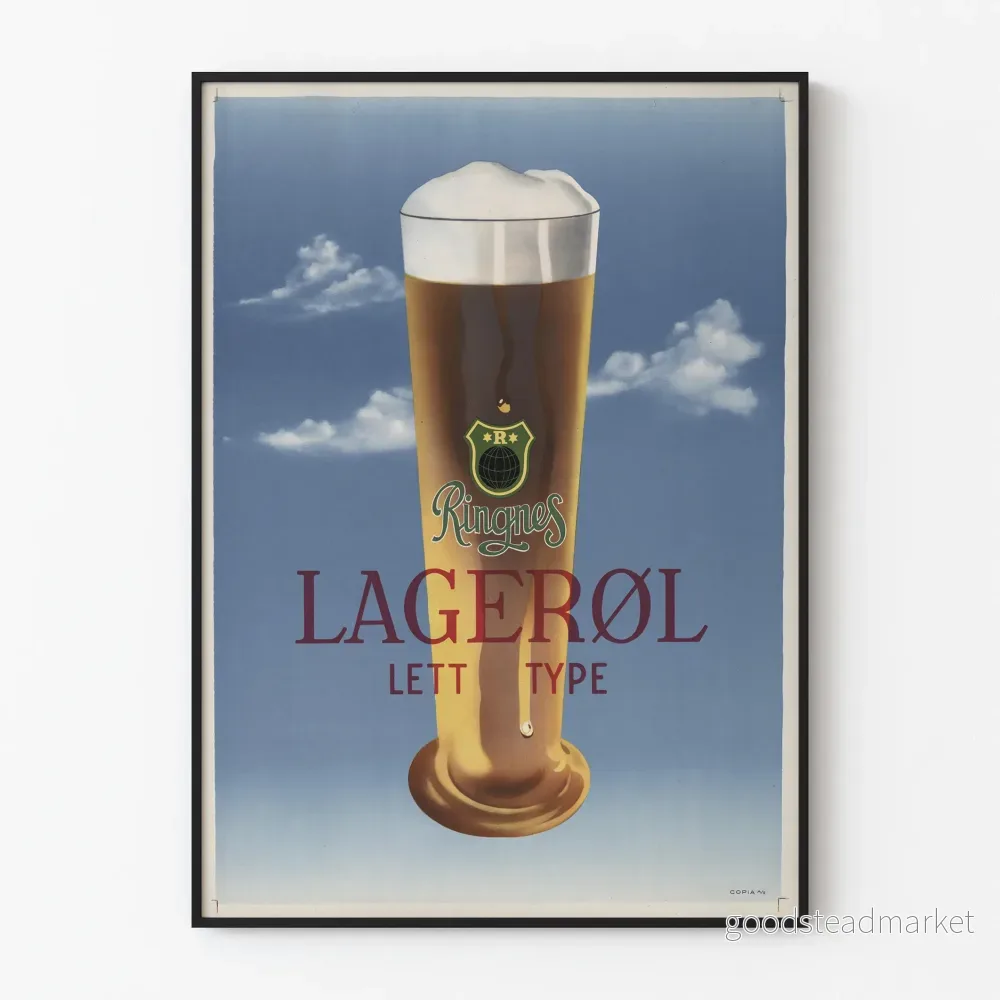 Vintageposter för Lageröl Ringnes