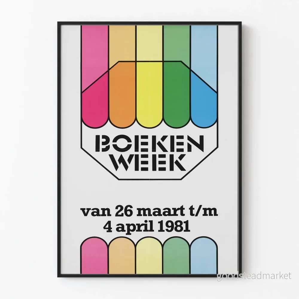 Vintageposter Boekenweek 1981 - Färgglad väggdekoration