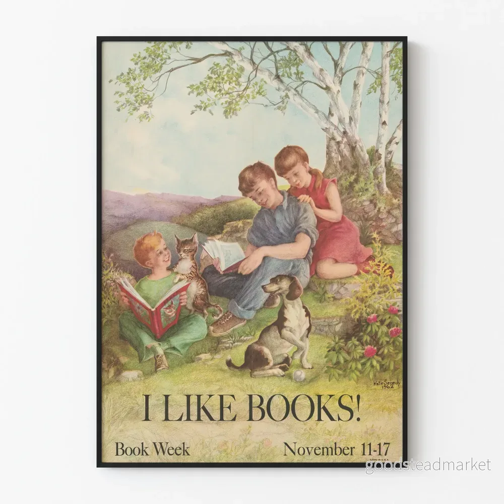 Vintageposter I Like Books - Bokveckan november