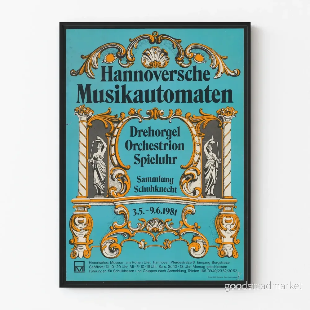 Vintage musikposter Hannoversche Musikautomaten väggdekoration