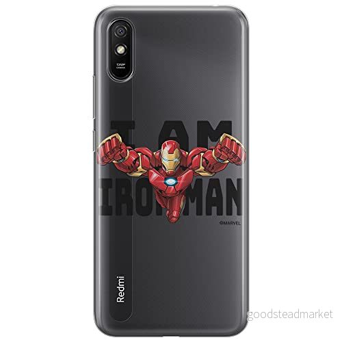 ERT GROUP mobiltelefonfodral för Xiaomi REDMI 9A originalt och officiellt licensierat Marvel mönster Iron Man 028 optimalt anpassad till formen på mobiltelefonen, gedeeltelijk transparant 5904805140297