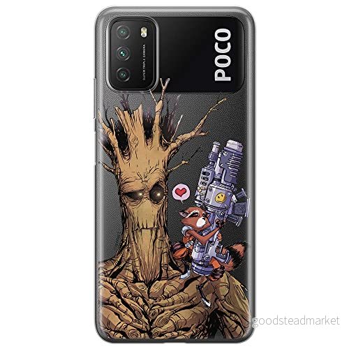 ERT GROUP mobiltelefonfodral för Xiaomi REDMI 9T originalt och officiellt licensierat Marvel mönster Guardians of the Galaxy 001 anpassad till formen på mobiltelefonen, gedeeltelijk transparant 5904805597022