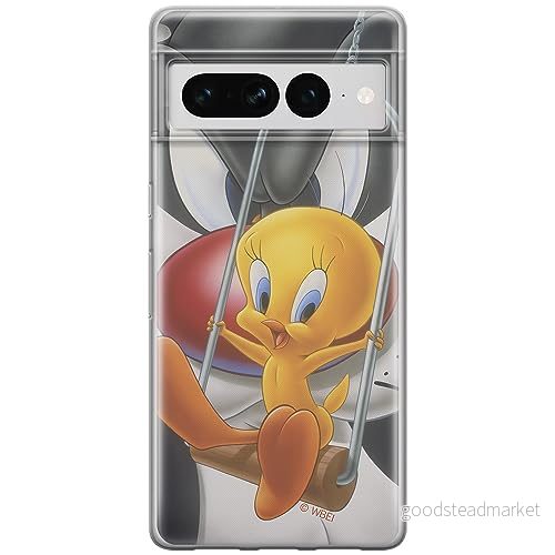 ERT GROUP mobiltelefonfodral för Google PIXEL 7 PRO originalt och officiellt licensierat Looney Tunes mönster Tweety 008 optimalt anpassad till formen på mobiltelefonen, fodral tillverkad av TPU plast 5905795182519