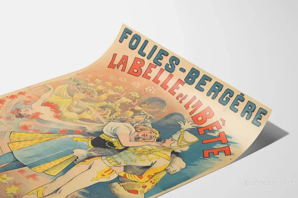 Vintageaffisch La Belle et La Bête - Folies Bergère - Poster för väggdekoration teater - Bild 3