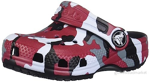 Crocs Unisex barn klassisk grafisk träsko, Svart, rött, 11 UK Child 196265147281