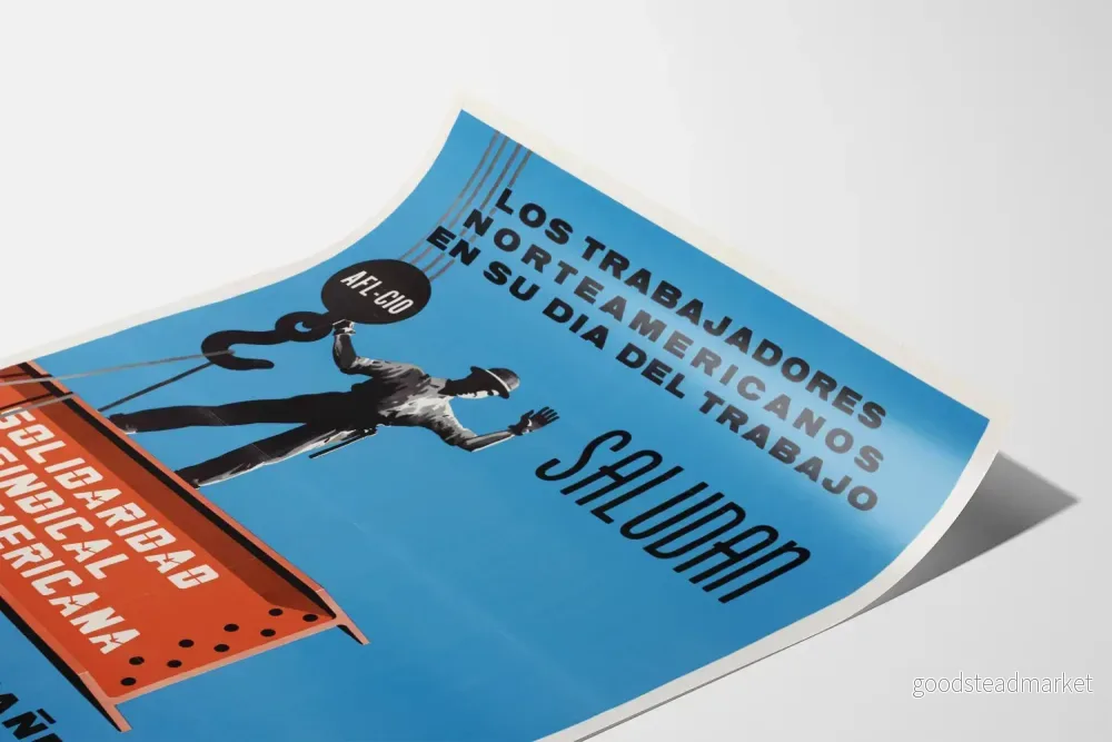 Vintageaffisch Solidarité Syndicale Interaméricaine - Industriell väggdekoration - Bild 3