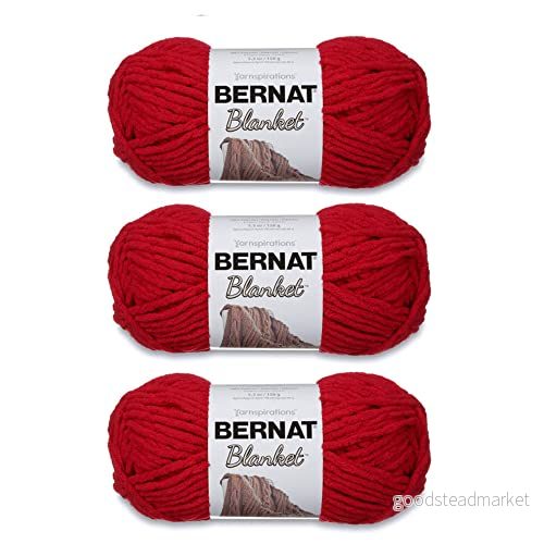 Bernat filt tranbärsgarn 3 pack med 150 g (5,3 uns) polyester 6 superskrymmande 108 meter stickning, virkning, hantverk och amigurumi, tjockt Chenille garn 726465943361