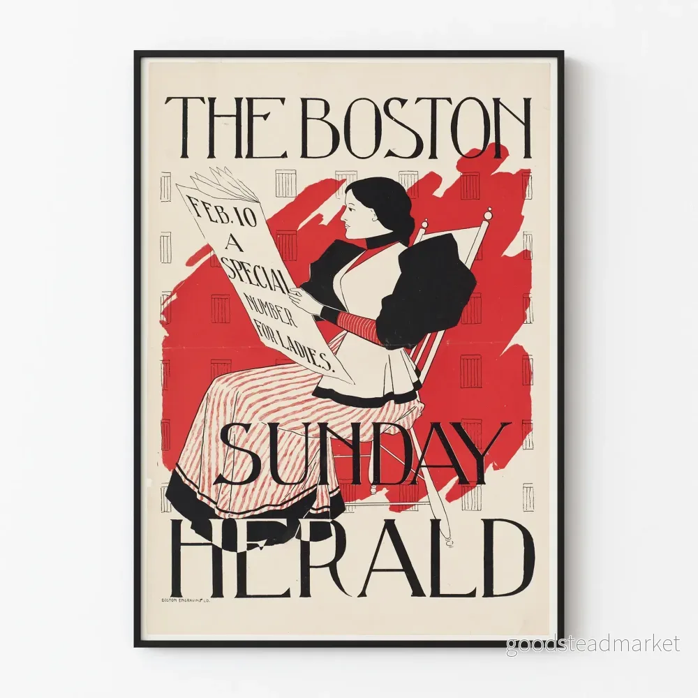 Vintageposter The Boston Sunday Herald speciellt för kvinnor