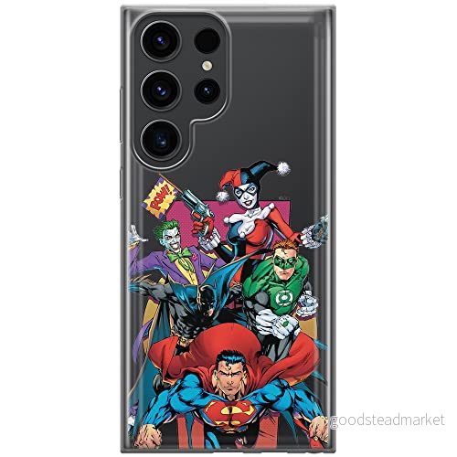ERT GROUP mobiltelefonfodral för Samsung S23 ULTRA originalt och officiellt licensierat DC mönster Justice League 004 optimalt anpassad till formen på mobiltelefonen, gedeeltelijk transparant 5905511456955