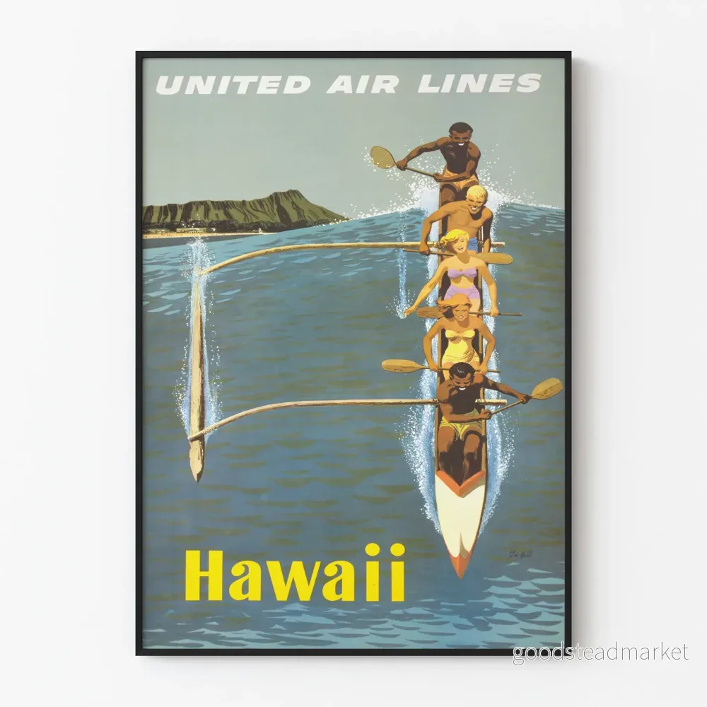 Vintage Hawaii United Air Lines poster för väggdekoration