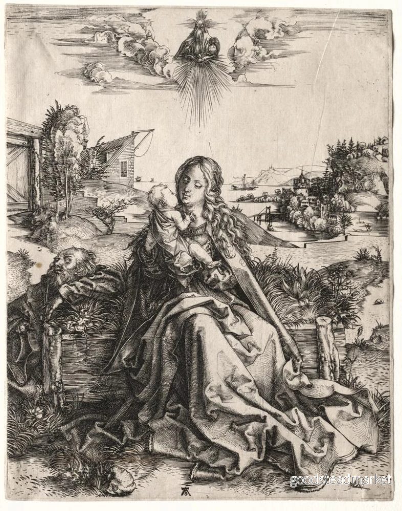 Målning La Sainte Famille avec le papillon - Albrecht Dürer | Konsttryck - Bild 2