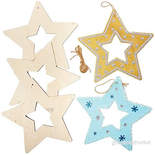 Baker Ross FX261 Ungar Stjärna Trä Kransar Kit 6 Bit Packa 5063067001392