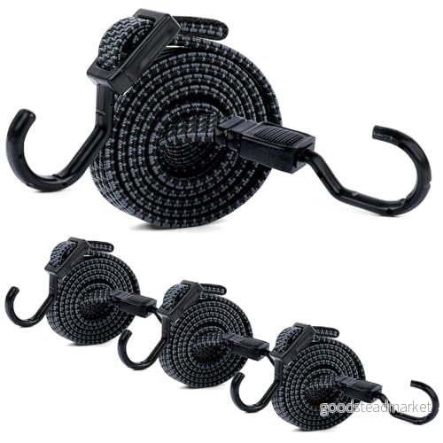 AiQInu Elastisk med kraftiga krokar, 100 cm, justerbara elastiska snören krok, elastiskt 1M krok för camping, bagage och resor (svart) 6975966333636