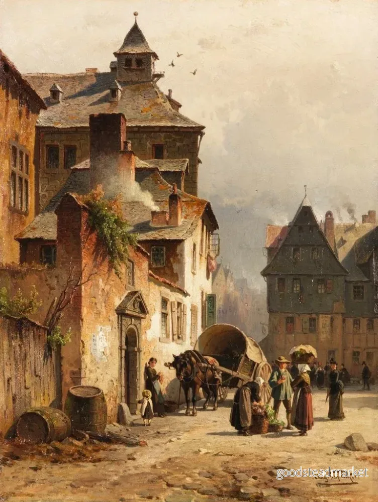 Målning av staden Liège - August Eduard Schliecker | Konsttryck - Bild 2
