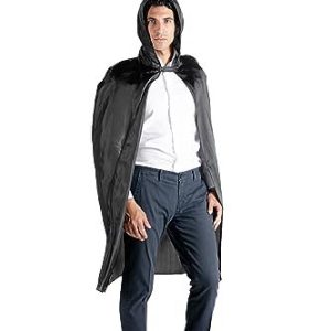 Cape Cloak domino disguise fancy dress with hood (One size adult), black 8026196190723