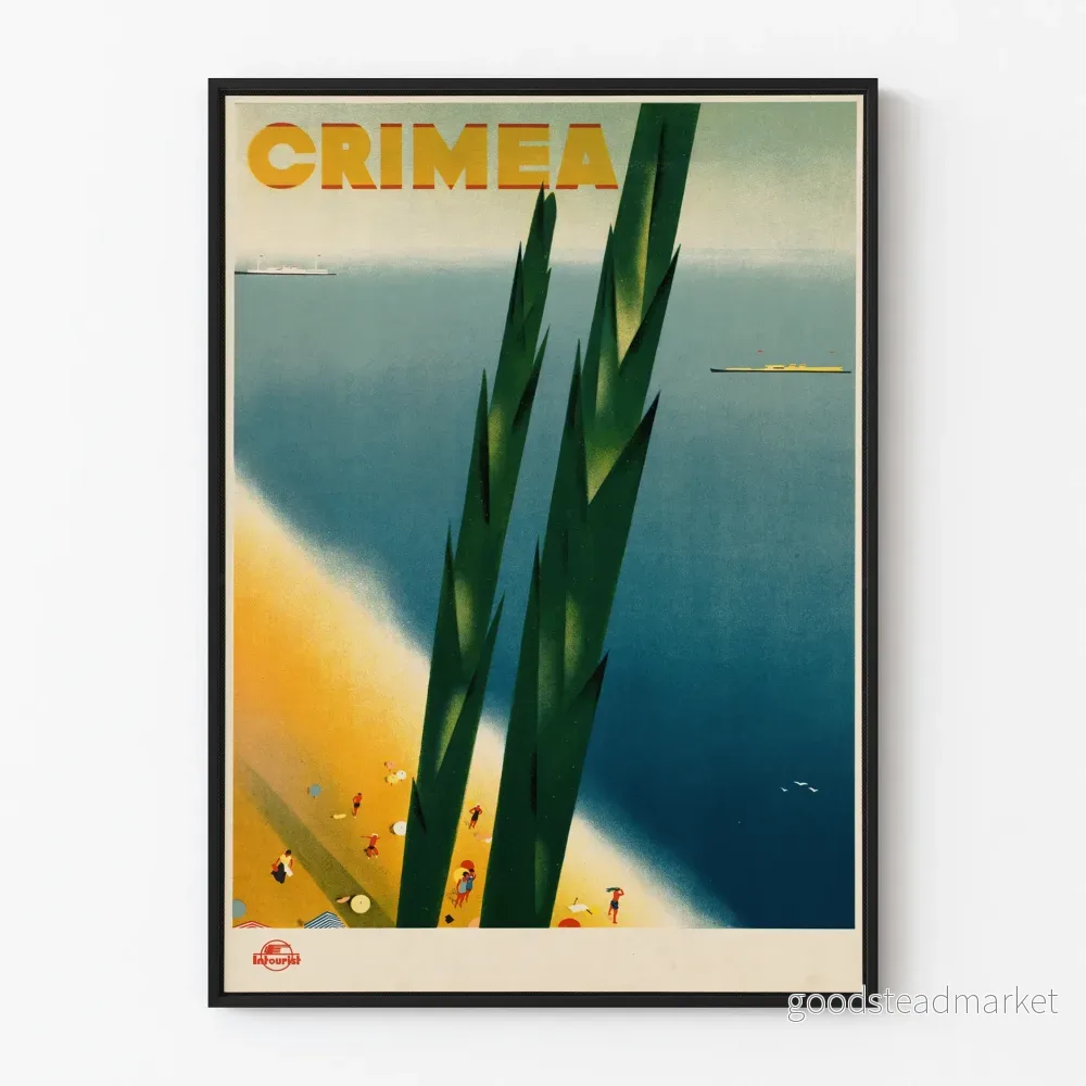 Vintage poster för väggdekoration Crimea strand och hav