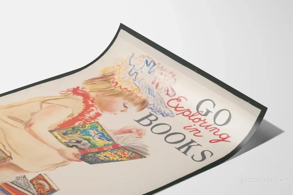 Vintageposter 'Go Exploring in Books' - Barnrumväggdekoration - Bild 3
