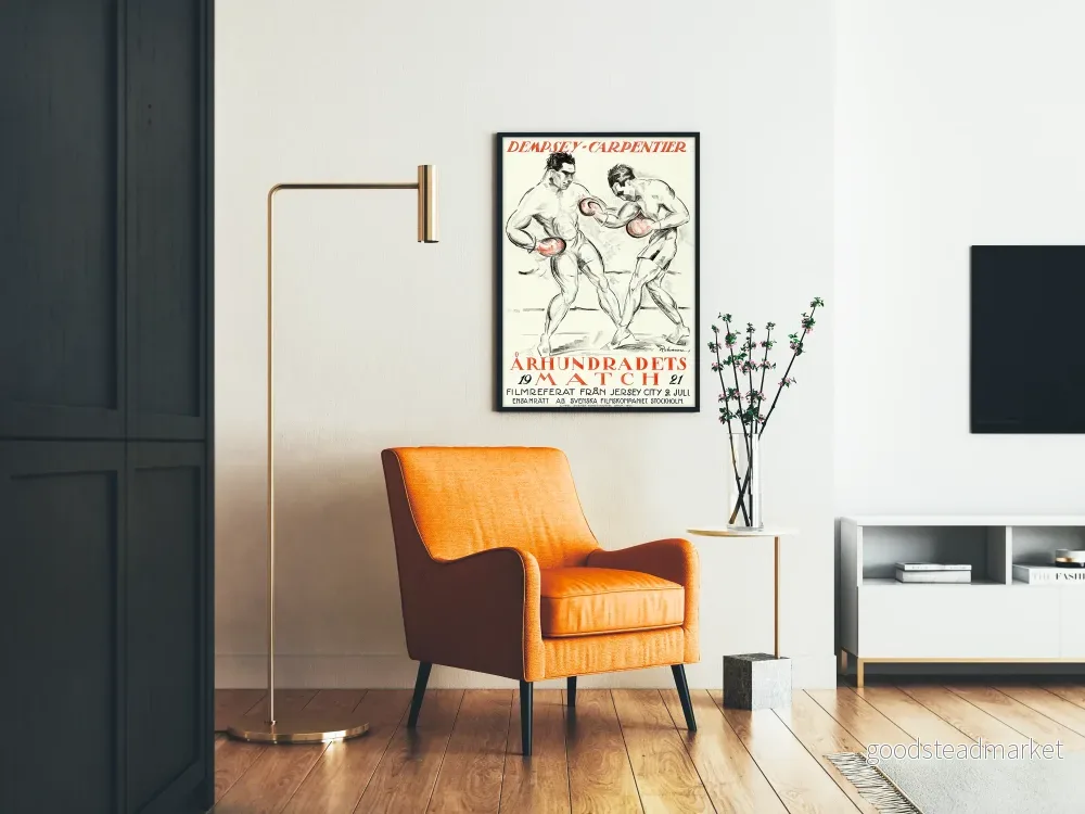 Vintageaffisch Boxe Dempsey mot Carpentier 1921 Matchen för århundradet - Bild 2