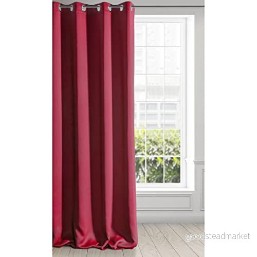 Eurofirany Logan gardin ogenomskinlig, mörkläggningsgardin, satin mörkläggningsgardin med öljett 1 st. Öljettgardin, elegant, slät, enfärgad, vardagsrum, sovrum, röd, 135 x 250 cm 5900811976417