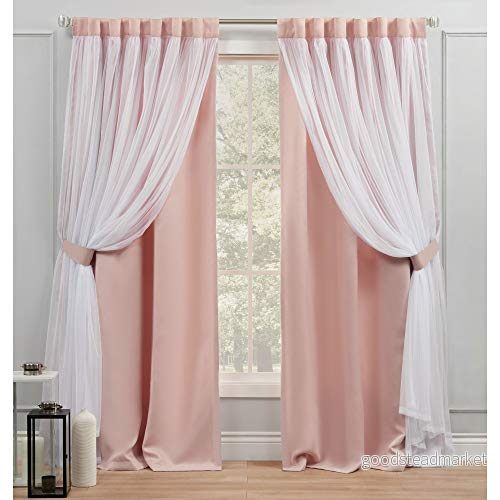 Exklusiva hemgardiner Catarina lager solid mörkläggning och ren dold flik topp gardin paneler, 52 x 84, Rose Blush 64247036420