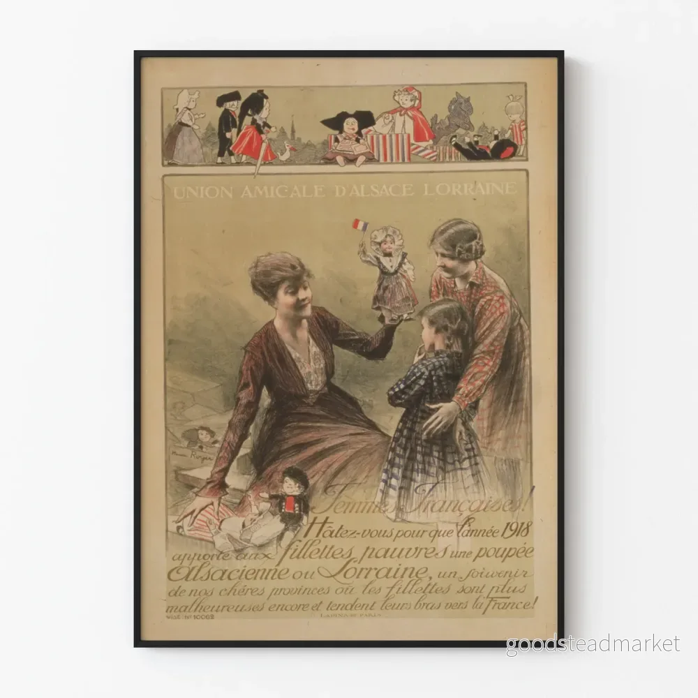 Vintageaffisch för Union Amicale d'Alsace Lorraine för väggdekoration