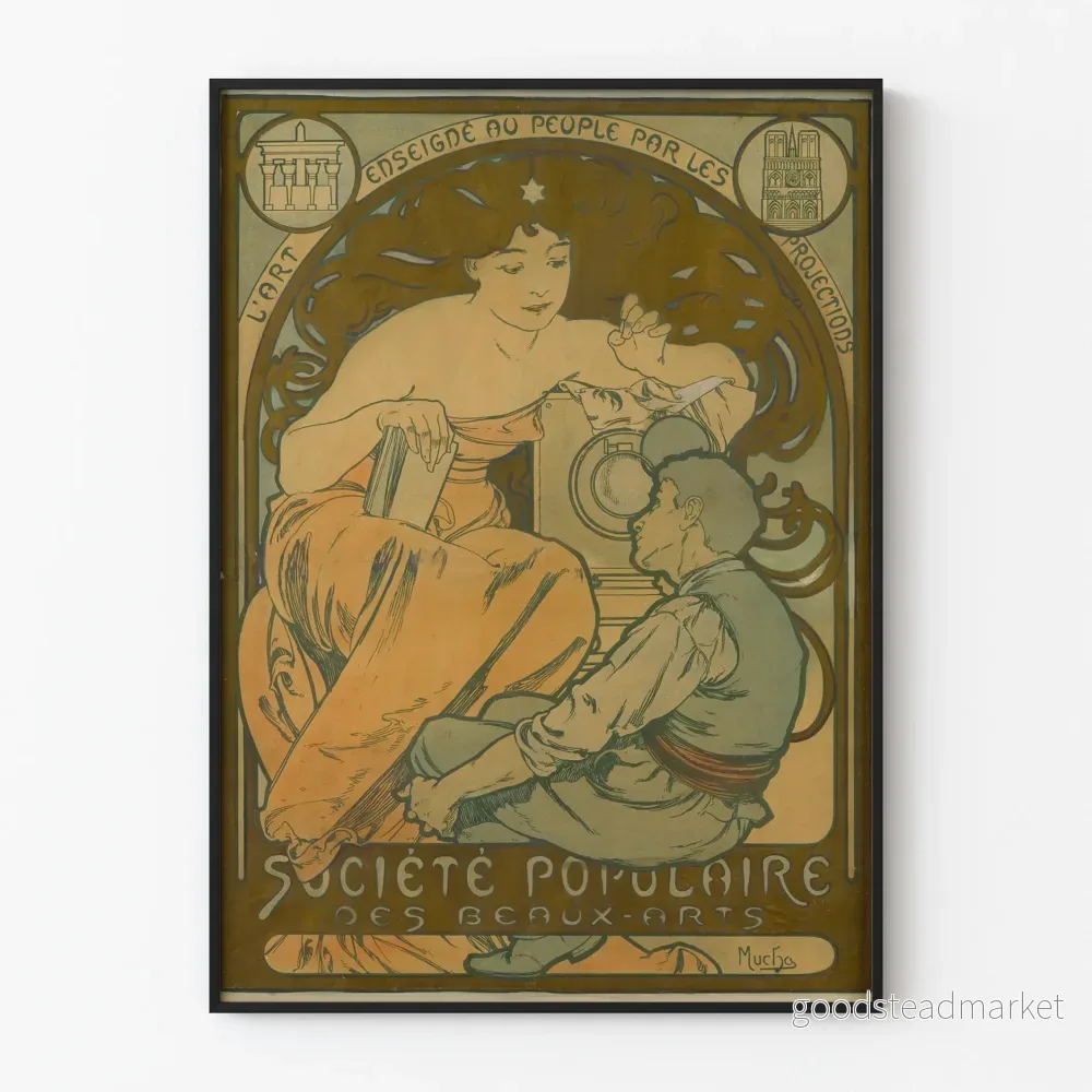 Art Nouveau-Poster av Société Populaire des Beaux-Arts av Mucha
