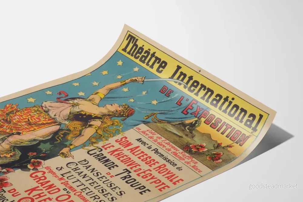 Vintageaffisch för det internationella teater- och utställningsposterspektaklet - Dansare och brottare från Khedivalens stora opera i Kairo - Bild 3