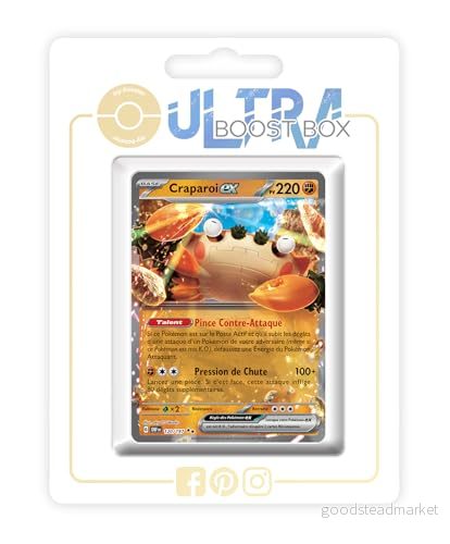 Craparoi ex (Klawf ex) 120/197 Ultraboost X Écarlate et Violet 03 Flammes Obsidiennes Box med 10 franska Pokémon kort 3701604928512