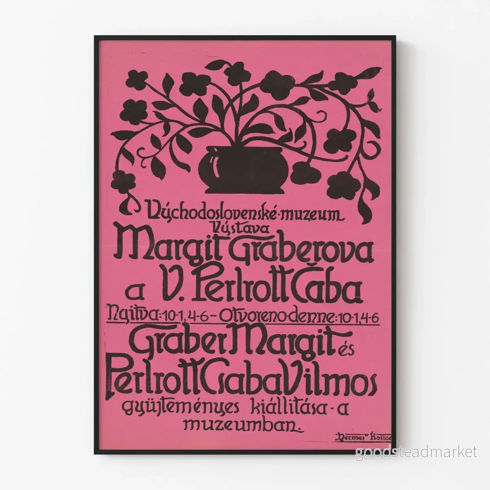 Utställningsposter av Margit Graberova och V. Perlrott Caba - Retro väggdekoration