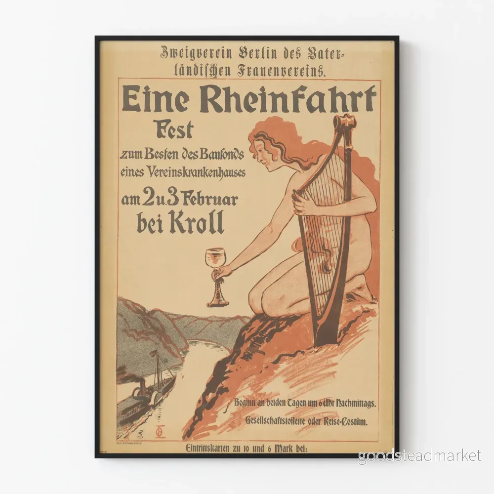 Tysk vintageposter - En kryssning på Rhen