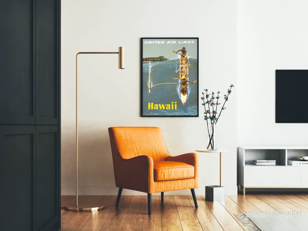 Vintage Hawaii United Air Lines poster för väggdekoration - Bild 2