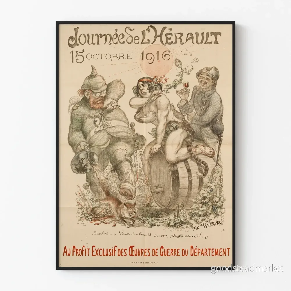 Gammal poster från Héraults dag 1916 – Krigsverk Gammal poster från Héraults dag 1916 – Krigsverk