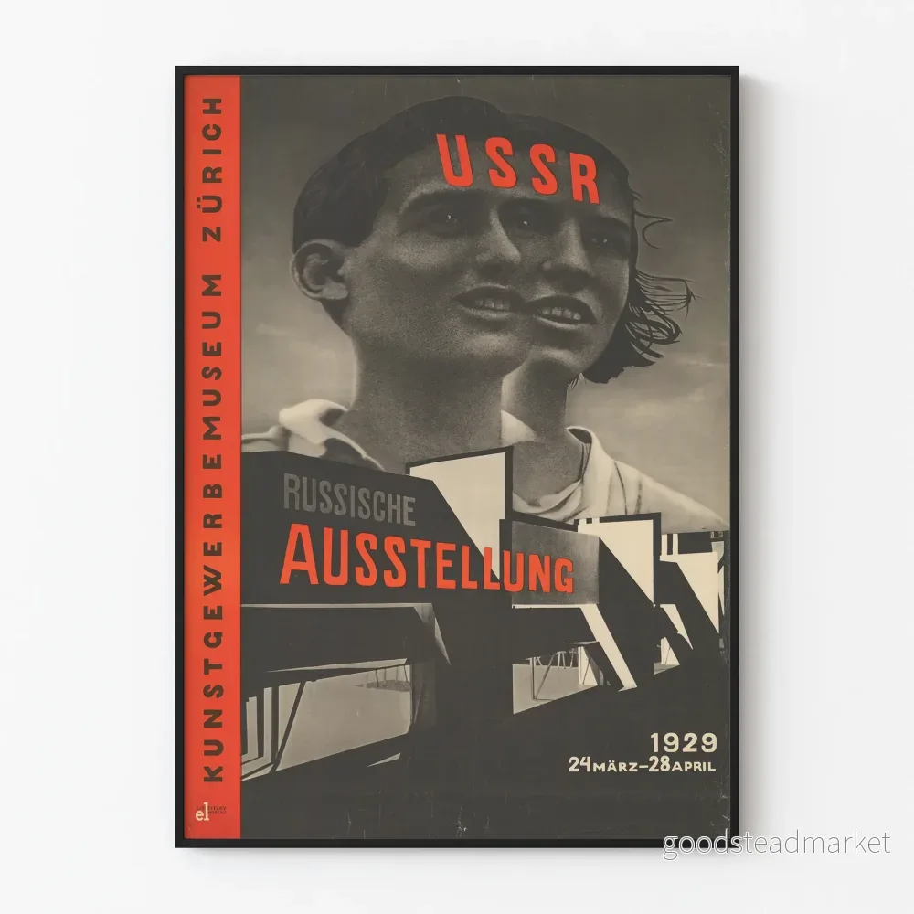 Konstnärlig affisch för sovjetisk utställning 1929 Zürich