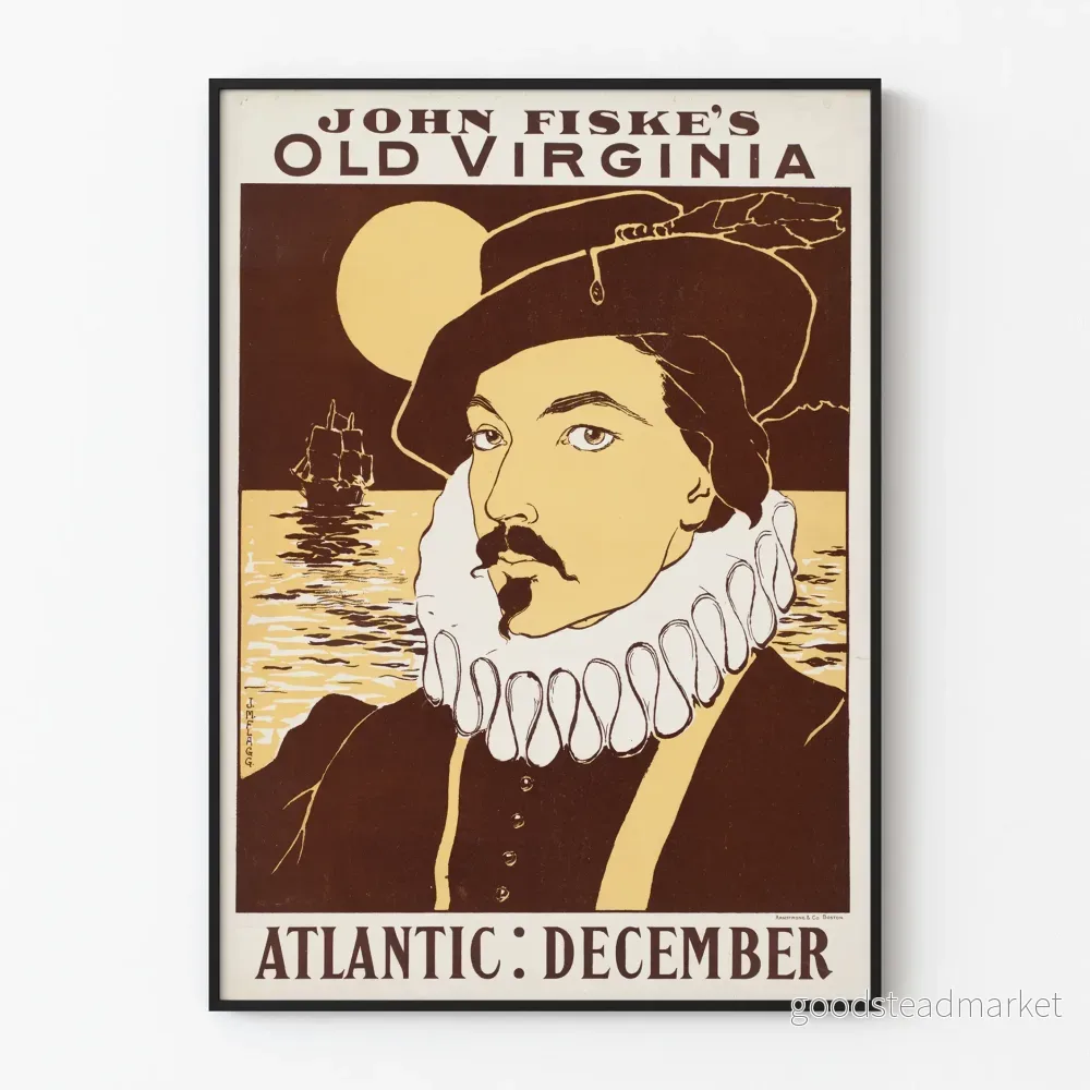 Vintageposter John Fiske’s gamla Virginia Atlantic december
