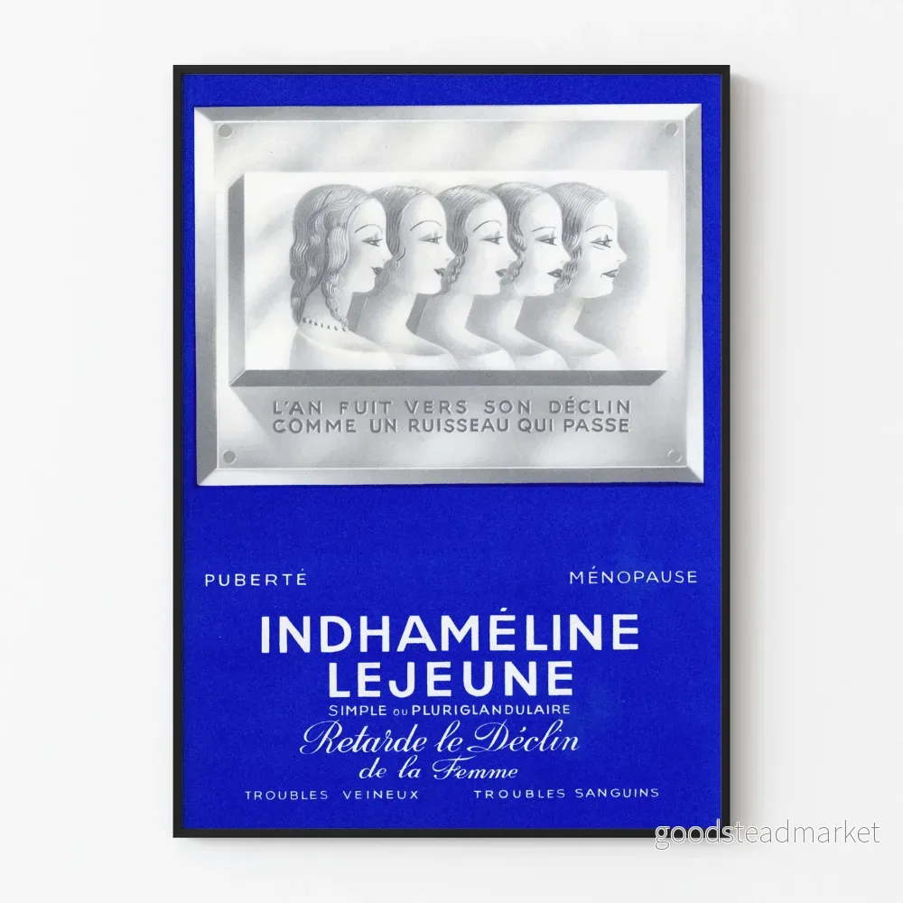 Vintageposter Indhameline Lejeune - Retro kvinnlig väggdekoration