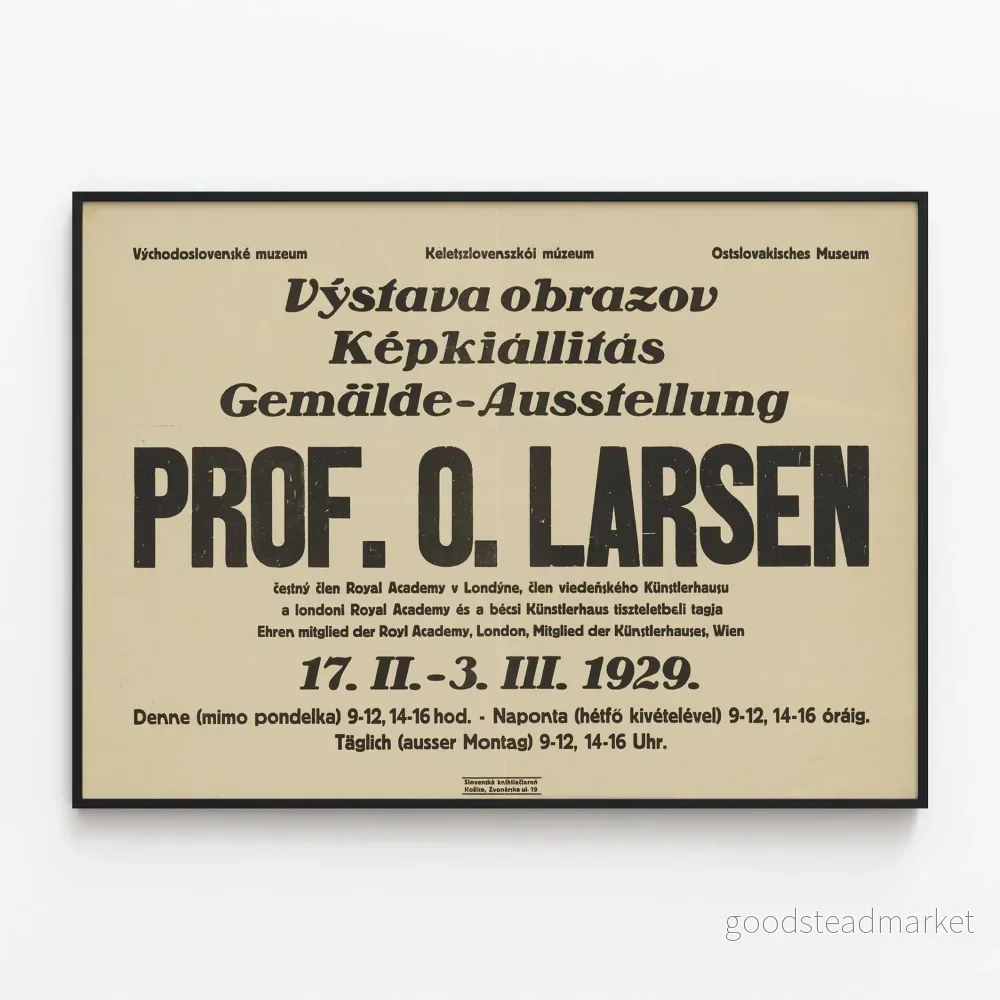 Konstutställningsaffisch av Prof. O. Larsen 1929
