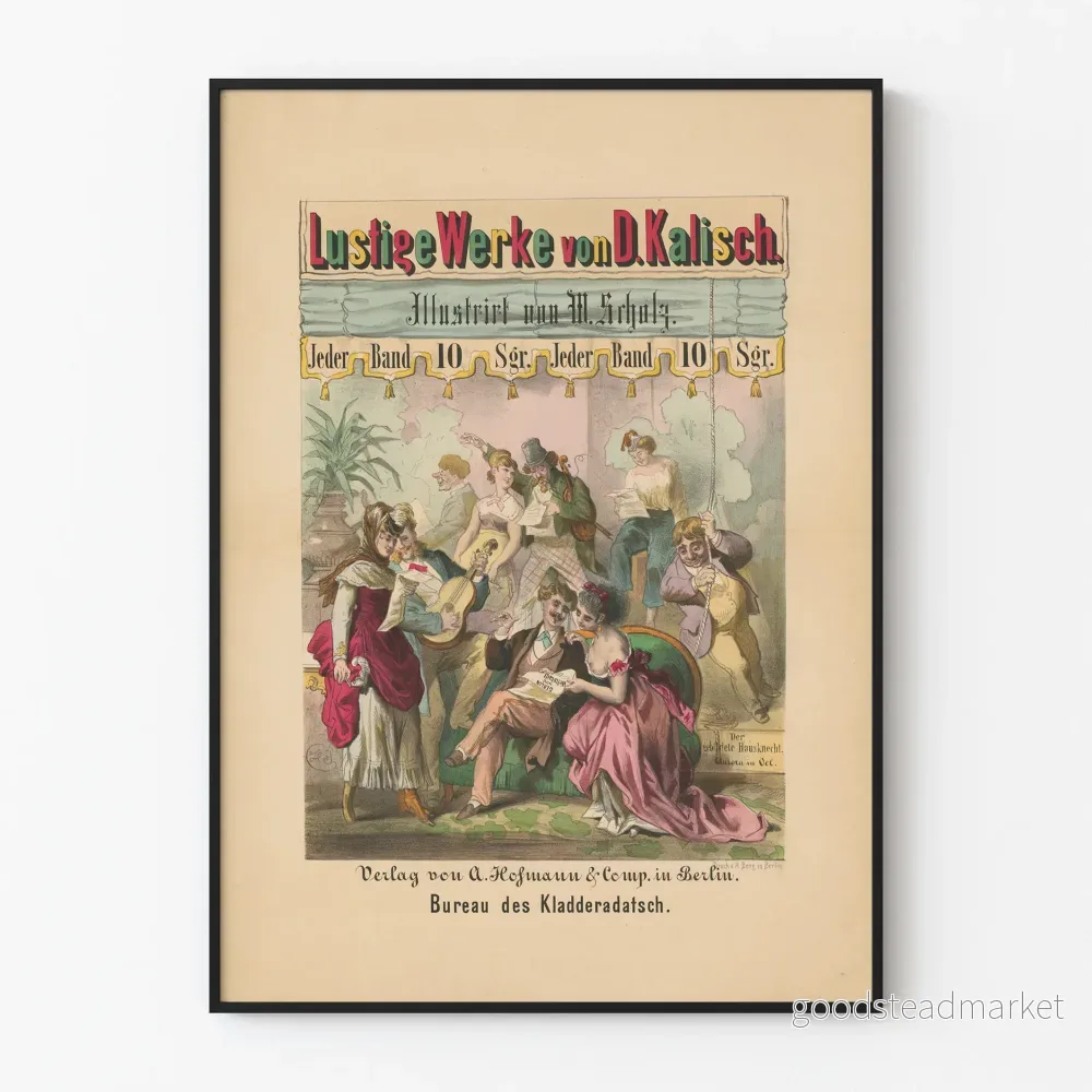 Vintageillustrerad poster av Lustige Werke av D. Kalisch av W. Scholz