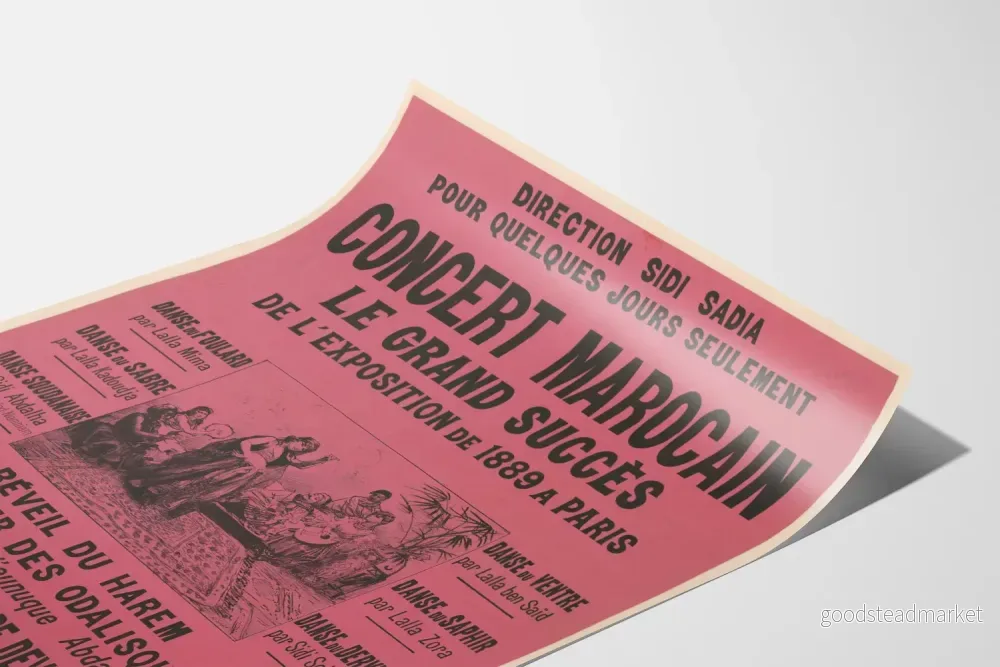 Vintageposter för Marockanskt Konsertutställning 1889 Paris - Bild 3