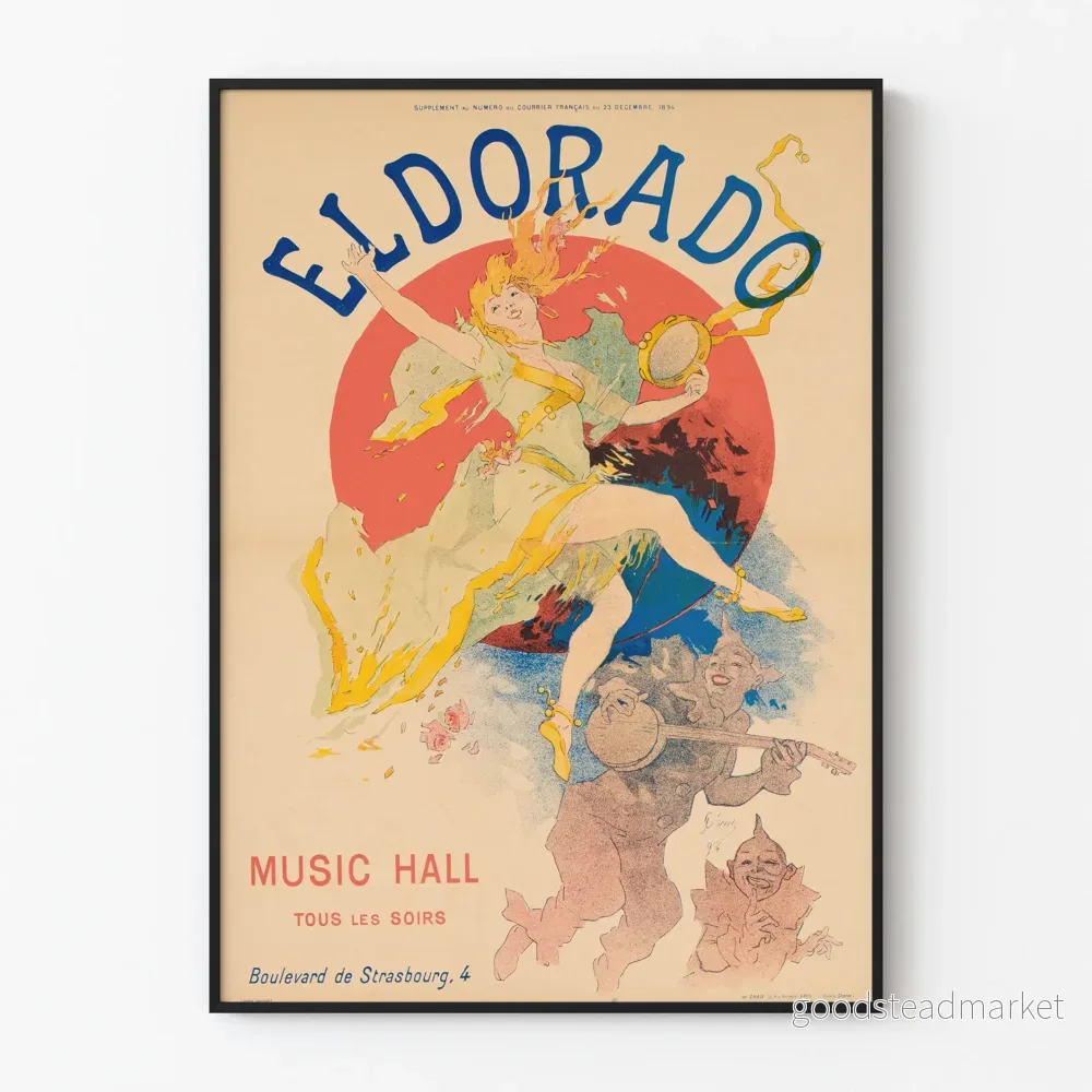 Vintageposter Eldorado Music Hall 1894 - Konstnärlig väggdekoration