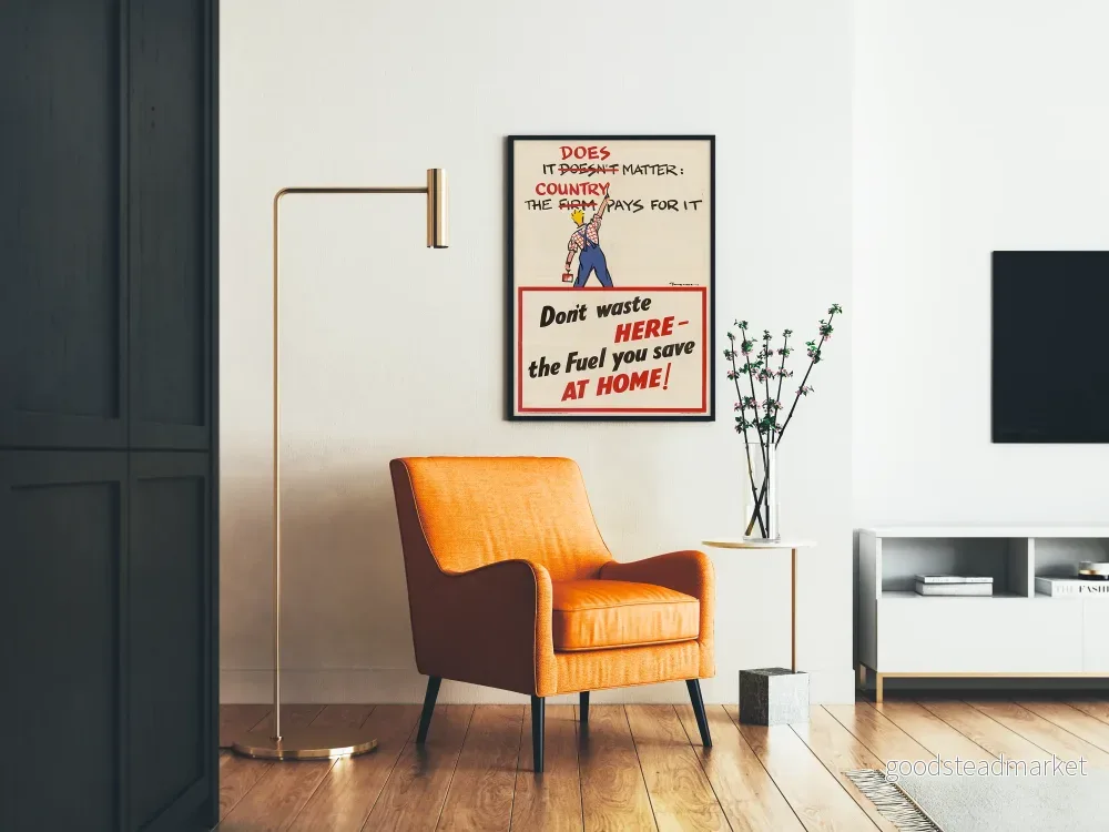 Vintageposter för bränslesparande – Slösa inte med bränslet hemma - Bild 2