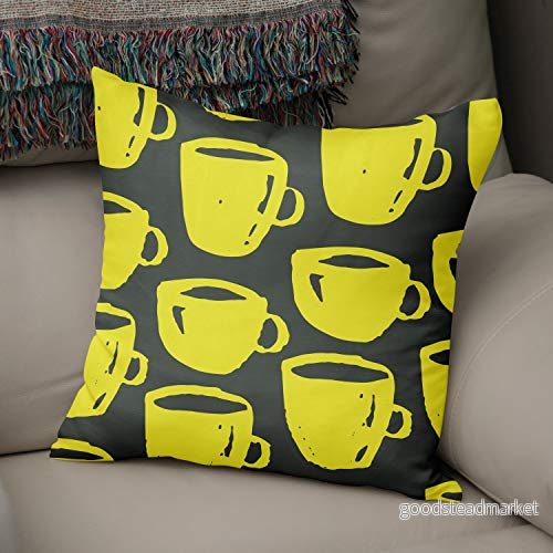 Bonamaison dekorativt kuddöverdrag neon gul & rök, prydnadskuddöverdrag, heminredning örngott för vardagsrum, soffa, sovrum, storlek: 43 x cm designad och tillverkad i Turkiet 4546680164121