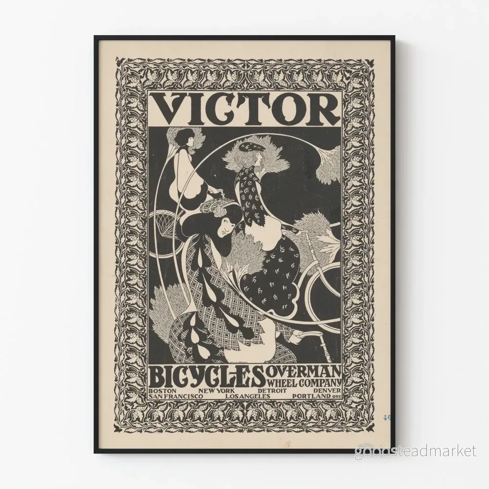 Vintageposter Victor Bicycles – Retro väggdekoration i svartvitt Vintageposter Victor Bicycles – Retro väggdekoration i svartvitt