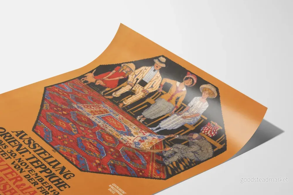 Vintageposter för utställning med orientaliska mattor Sandreuter & Lang - Bild 3