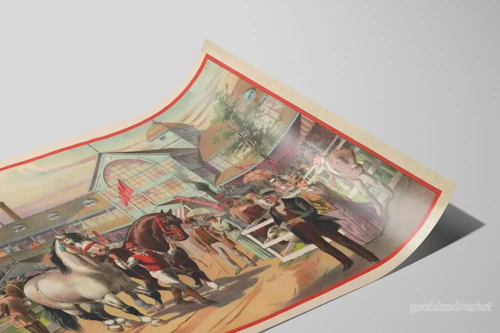 Vintageaffisch för jordbruksutställning med hästar och jockeys - Bild 2