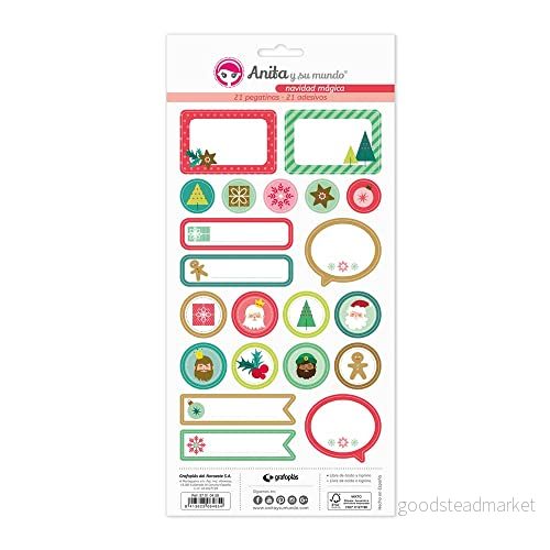 Anita y su mundo 37010550 Pack med 5 ark Magiska julklistermärken, perfekt för Scrapbooking hantverk och gåvor 8413623064878 Anita y su mundo 37010550 Pack med 5 ark Magiska julklistermärken, perfekt för Scrapbooking hantverk och gåvor 8413623064878