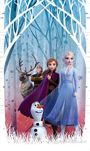 AG Design ELSA med vänner i höstskogen, Frozen 2, Disney, gardiner för barnrum, 1 del, flerfärgad, 140 x 245 cm 8595577971652