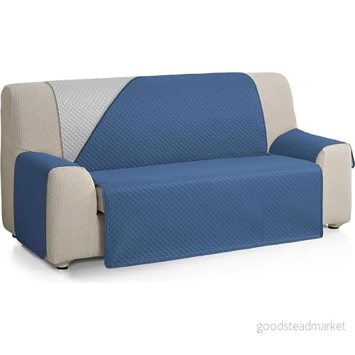 ECOMMERC3 Överdrag för 4 sits extra mjuk känsla soffa justerbart sofföverdrag med stoppning grå/blå vändbart 8435767355490