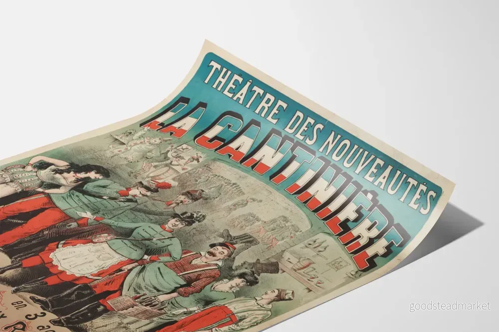 Teateraffisch för Théâtre des Nouveautés La Cantinière - Vintage väggdekoration - Bild 3