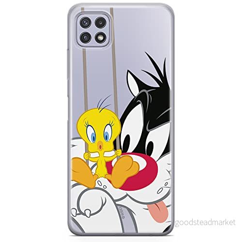 ERT GROUP mobiltelefonfodral för Samsung A22 5G originalt och officiellt licensierat Looney Tunes mönster Sylvester & Tweety 002 anpassad till formen på mobiltelefonen, gedeeltelijk transparant 5903932807219
