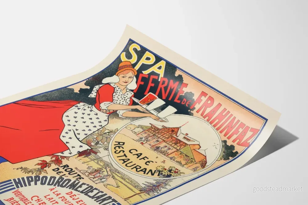 Vintageposter Ferme de Frahinfaz - Retro väggdekoration för spa, café och restaurang - Bild 3